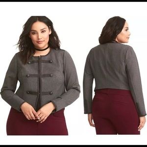 4X 26 Torrid Gray Military Band Dress Suit Blazer Jacket